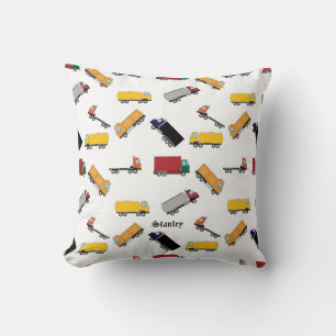 Cute Yellow Black Personalised Truck Pattern Cushion