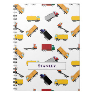 Cute Yellow Black Watercolor Personalised Truck  Notebook