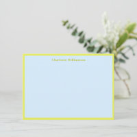 Cute Yellow Blue Border Personalized Stationery