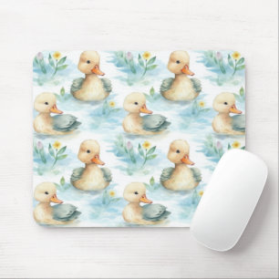 Cute Yellow Blue Ducks Mouse Mat