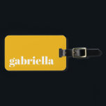 Cute Yellow Bold Typography Personalised Name Luggage Tag<br><div class="desc">Bold Modern Typography Personalised Name Luggage Tag with White Text on a Yellow Background</div>