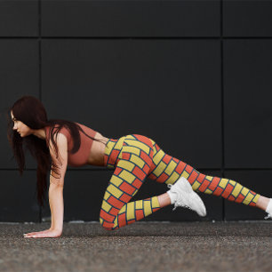 Cute Yellow Brick Chevron Workout Orange  Leggings