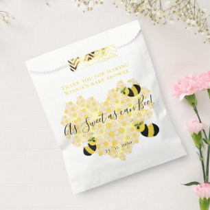 Cute Yellow Bumble Bee Honeycomb Heart Baby Shower Favour Bags