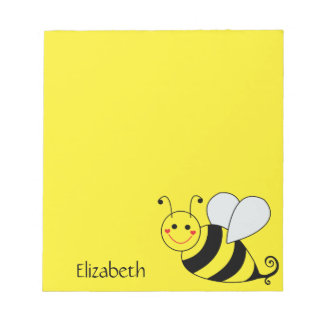 Cute Yellow Bumble Bee Personalised Notepad