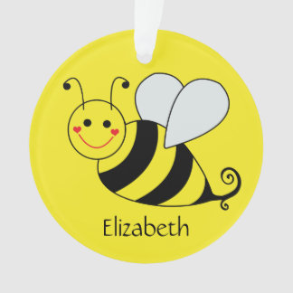 Cute Yellow Bumble Bee Personalised Ornament
