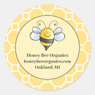 Cute Yellow Bumblebee Honey Business Classic Round Sticker