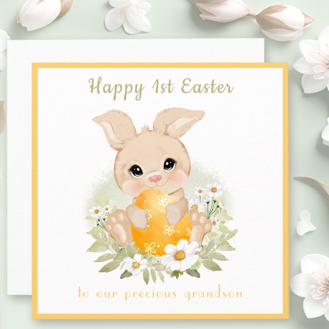 Cute Yellow Bunny Neutral First Easter Card (Cute Yellow Bunny Neutral First Easter Card)