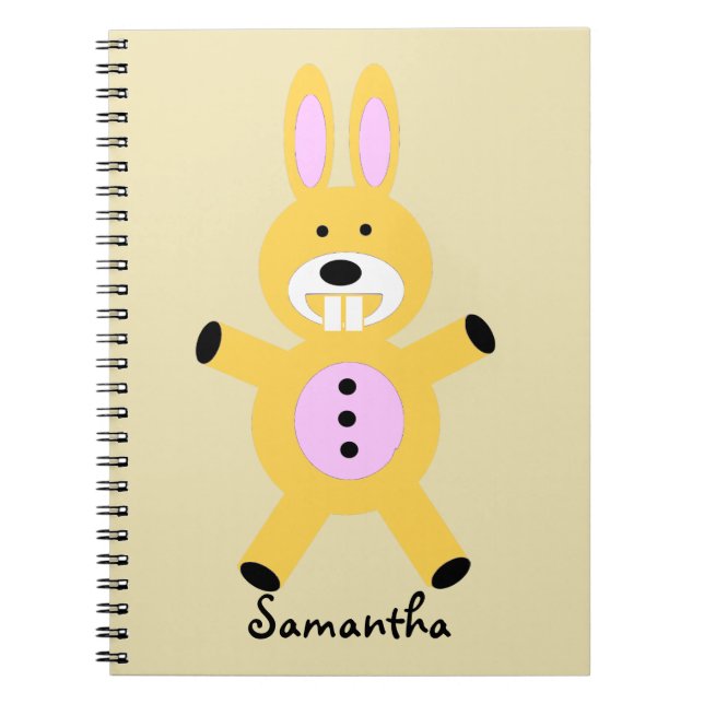 Cute Yellow Bunny personalised notebook (Front)