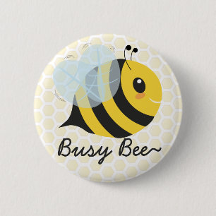 Cute Yellow Busy Bee with Honeycomb pattern 6 Cm Round Badge