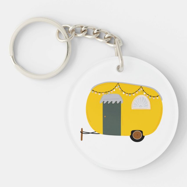 Cute Yellow Caravan Key Ring (Front)
