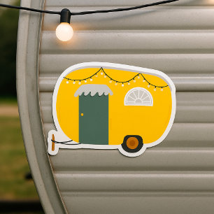 Cute Yellow Caravan Square Sticker