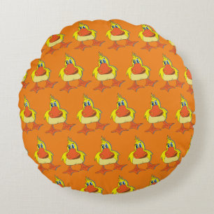 Cute Yellow Cartoon Duck Round Cushion