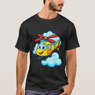 Cute yellow cartoon helicopter funny chopper kids T-Shirt