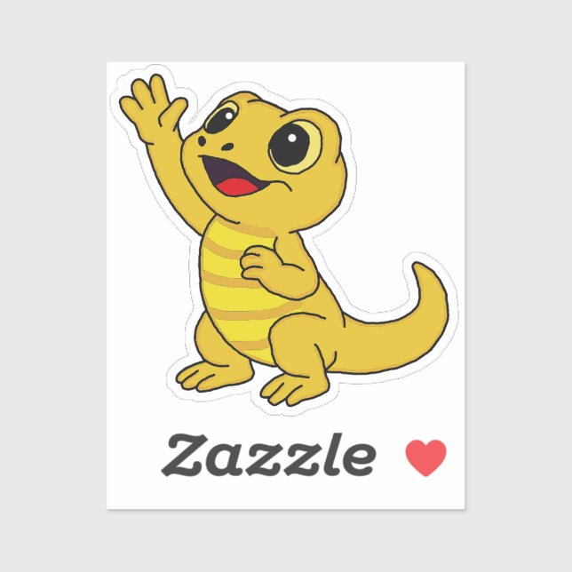 Cute Yellow Cartoon Lizard for Water Bottle (Sheet)