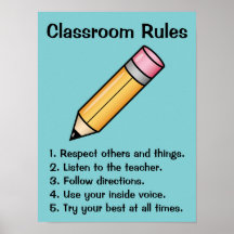 Cute Yellow Cartoon Pencil Custom Classroom Rules