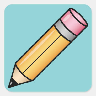 Cute Yellow Cartoon Pencil Square Sticker