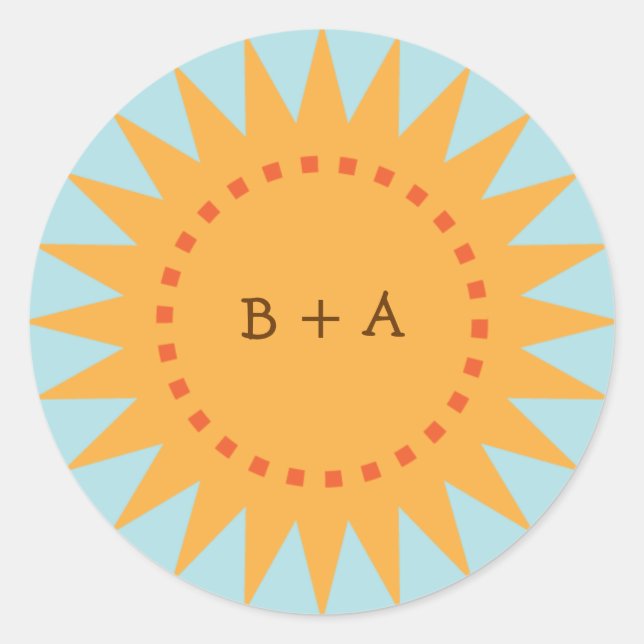 Cute Yellow Cartoon Sun (Day) Envelope Seal (Front)