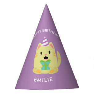 Cute Yellow Cat Kids Birthday Party Hat