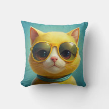 Cute Yellow Cat wearing sunglasses