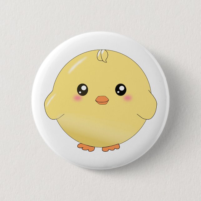 Cute yellow chick 6 cm round badge (Front)
