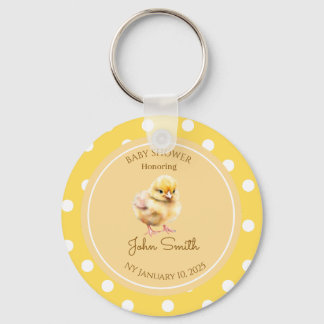 Cute yellow chick baby shower relax key ring