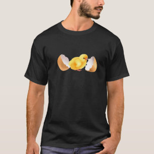 Cute Yellow Chick Chicken Hatched Egg Teen Men Wom T-Shirt