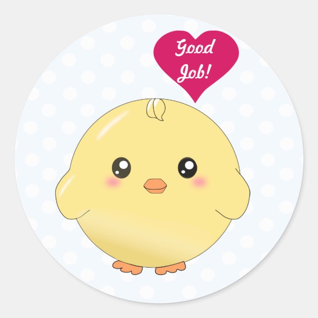Cute yellow chick classic round sticker (Front)