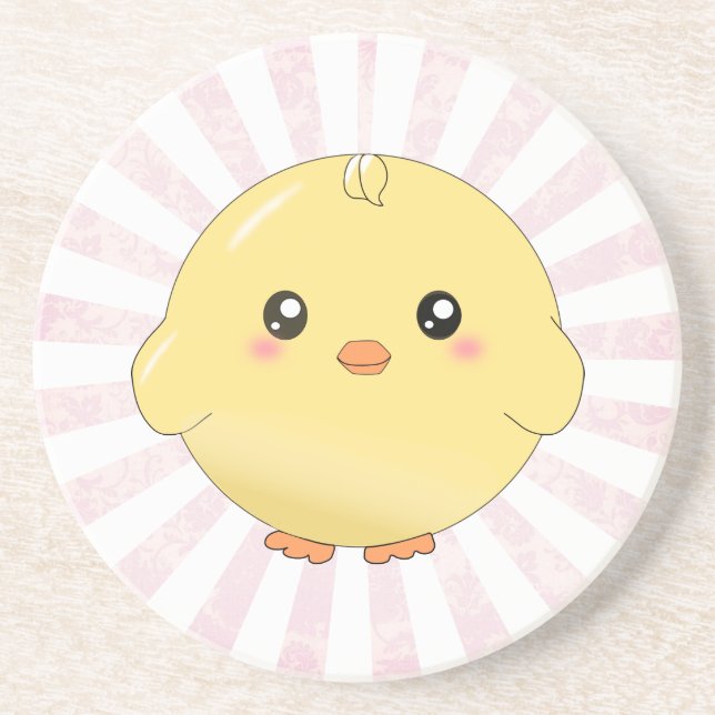 Cute yellow chick coaster (Front)