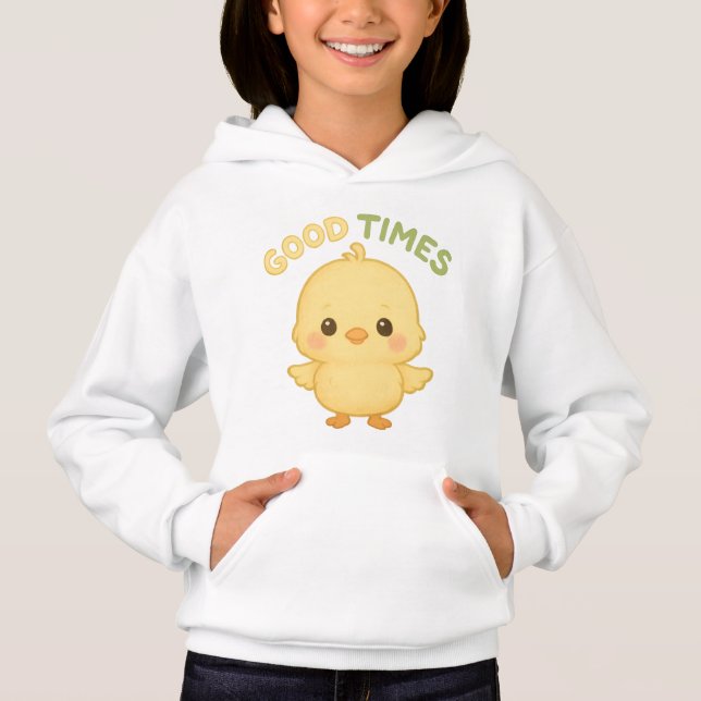 Cute Yellow Chick Graphic Pullover Hoodie (Front)