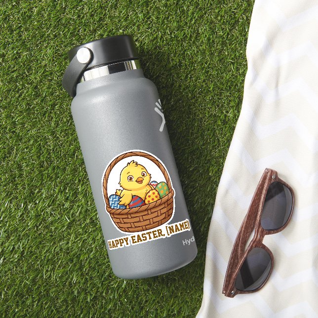 Cute Yellow Chick in Easter Basket Personalised St (HydroFlask Insitu)
