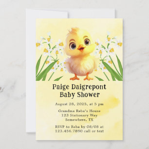 Cute Yellow Chicken Easter Baby Shower Invitation