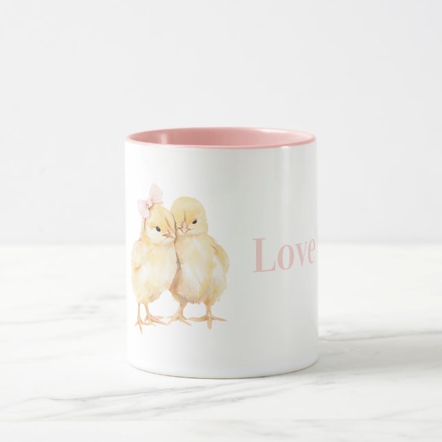 Cute Yellow Chickens Love Mug (Center)