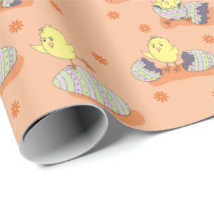 Cute yellow chicks pattern Easter wrapping paper