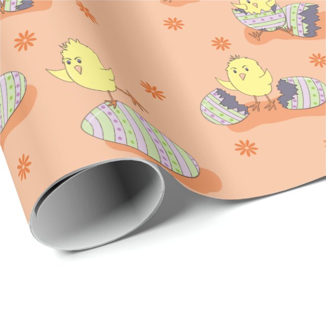 Cute yellow chicks pattern Easter wrapping paper (Roll Corner)