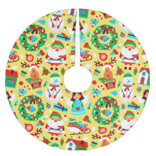 Cute Yellow Christmas Pattern Brushed Polyester Tree Skirt