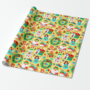 Cute Yellow Christmas Pattern Wrapping Paper