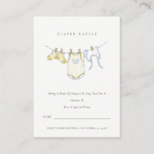Cute Yellow Clothesline Diaper Raffle Baby Shower Enclosure Card