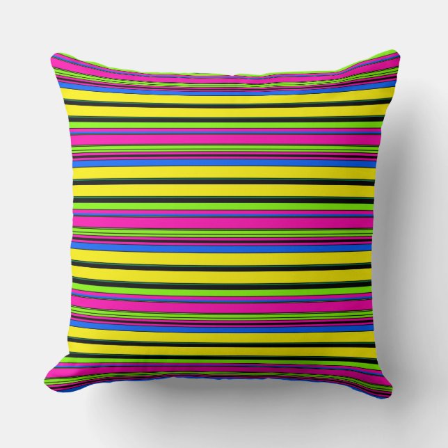 Cute yellow colourful stripes cushion (Front)