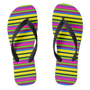 Cute yellow colourful stripes flip flops