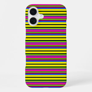 Cute yellow colourful stripes iPhone 16 plus case