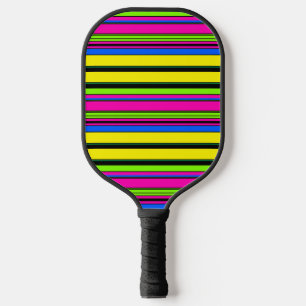 Cute yellow colourful stripes pickleball paddle