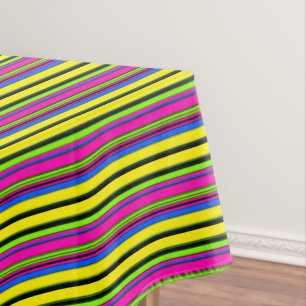 Cute yellow colourful stripes tablecloth