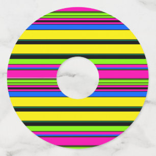 Cute yellow colourful stripes wine glass tag