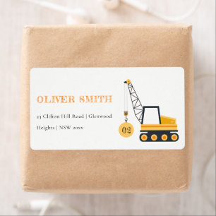 Cute Yellow Construction Crane Vehicle Address