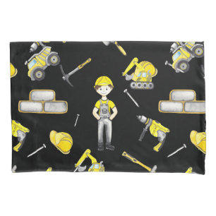 Cute Yellow Construction Truck Dump Fleece Blanket Pillowcase