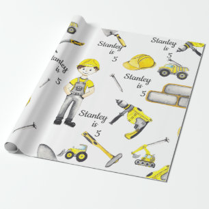 Cute Yellow Construction Truck Dump Pattern Wrapping Paper