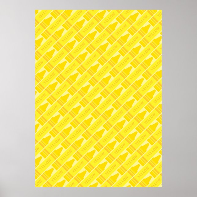Cute Yellow Crayon Artsy Pattern Poster (Front)