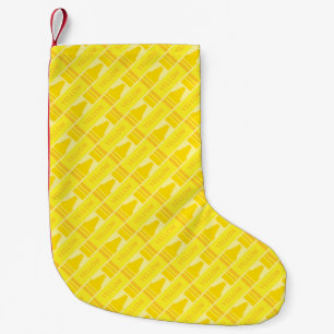 Cute Yellow Crayon Artsy Pattern Small Christmas Stocking