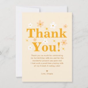 Cute Yellow Daisy Birthday Thank You Card