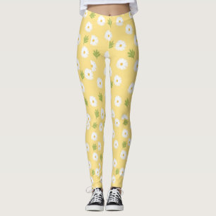 Cute Yellow Daisy Floral Leggings